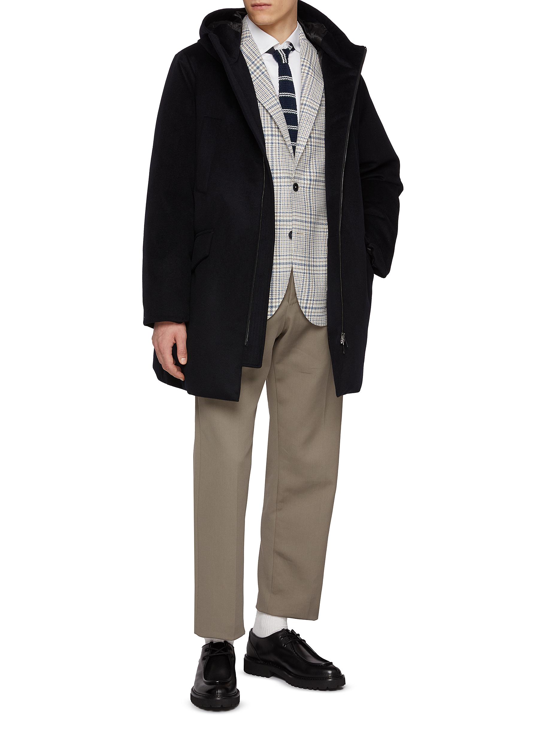 Zip up Hooded Wool Cashmere Jacket - Thumbnail 2