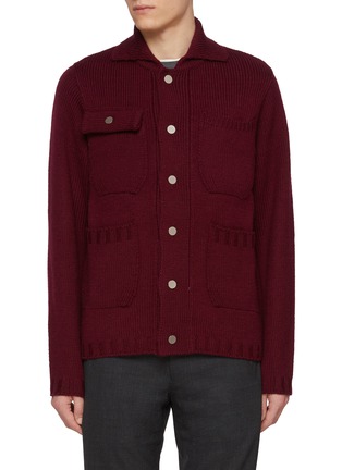 Main View - Click To Enlarge - TOMORROWLAND - Spread Collar Multiple Pocket Wool Cardigan