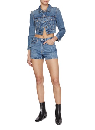 Figure View - Click To Enlarge - ALEXANDERWANG - Shrunken Medium Wash Trucker Jacket