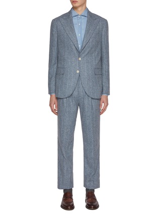 Main View - Click To Enlarge - BRUNELLO CUCINELLI - Pinstripe Single Breasted Silk Wool Suit