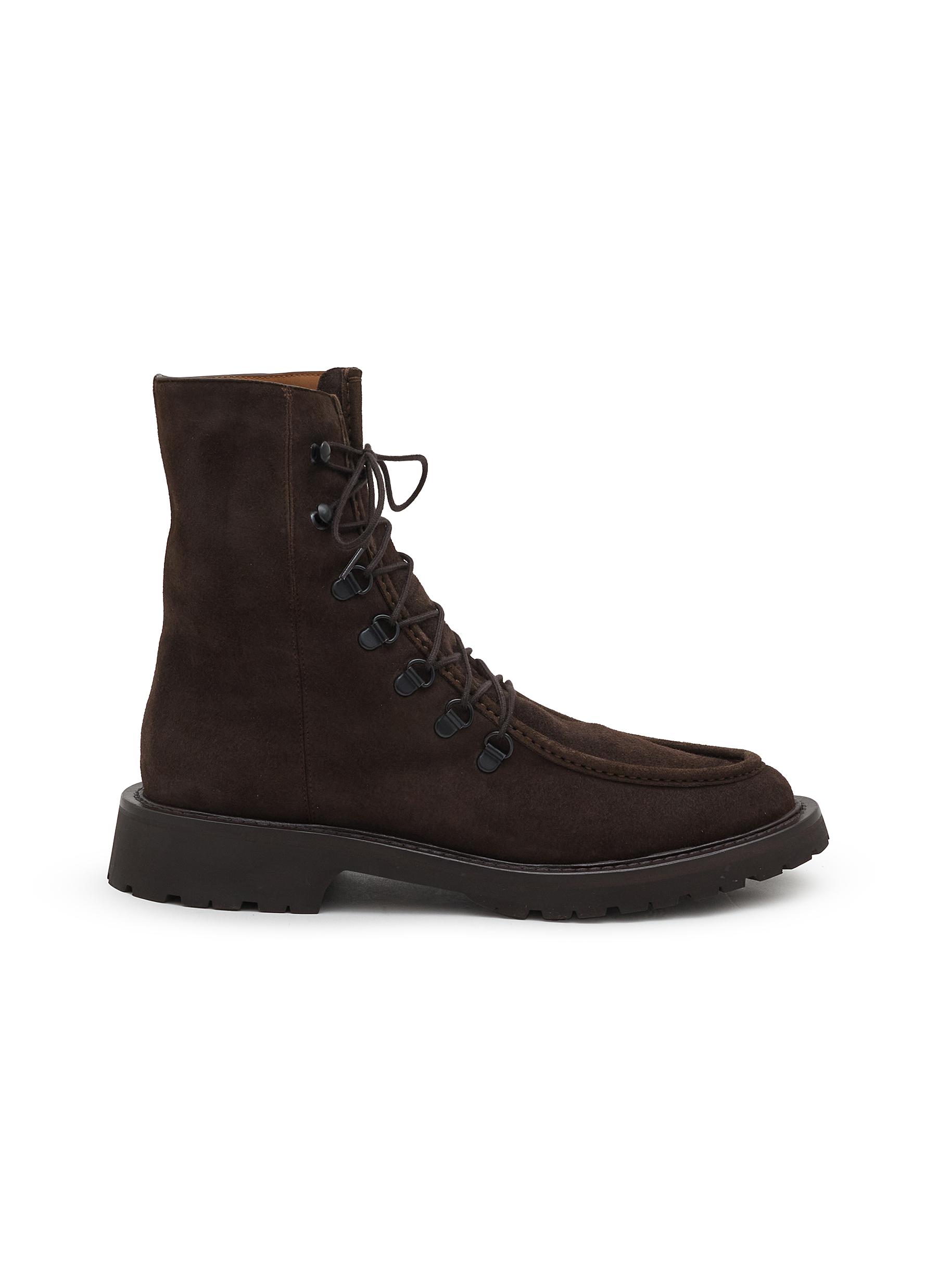 【Raucohouse】Raven suede gore boots Raven: Black Suede & Snake – Platform Boots for Bunions