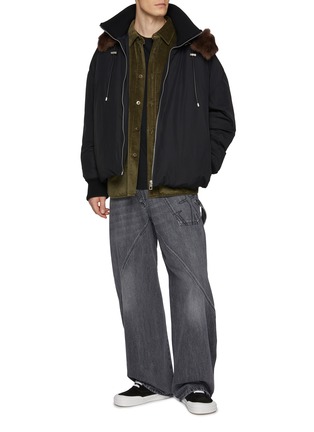 Figure View - Click To Enlarge - LOEWE - Shearling Collar Technical Cotton Puffer Jacket