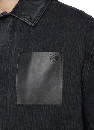  - LOEWE - Leather Patch Dark Wash Denim Workwear Jacket