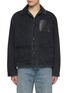 Main View - Click To Enlarge - LOEWE - Leather Patch Dark Wash Denim Workwear Jacket