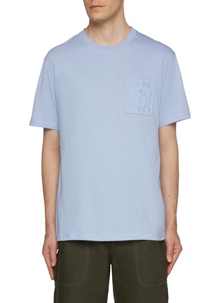 Main View - Click To Enlarge - LOEWE - Embroidered Anagram Pocket Cotton T-Shirt