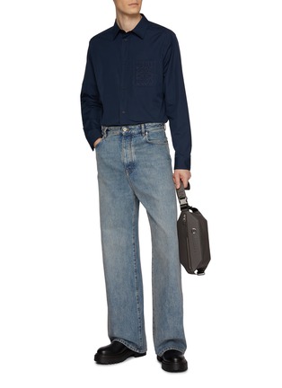 Figure View - Click To Enlarge - LOEWE - Embroidered Anagram Pocket Cotton Shirt