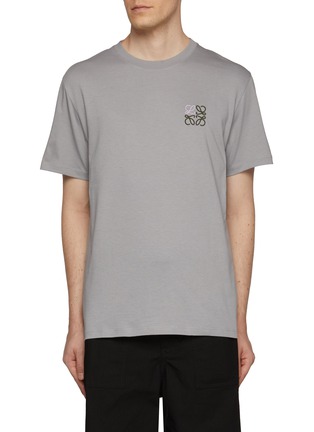 Main View - Click To Enlarge - LOEWE - Embroidered Two-Toned Anagram Cotton T-Shirt