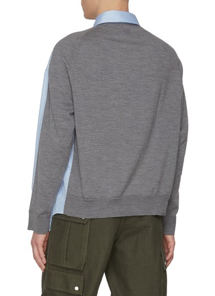 Back View - Click To Enlarge - LOEWE - Hybrid Knit Back Cotton Wool Shirt