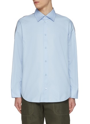 Main View - Click To Enlarge - LOEWE - Hybrid Knit Back Cotton Wool Shirt