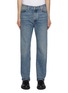 Main View - Click To Enlarge - LOEWE - Light Wash Leather Patch Cotton Jeans