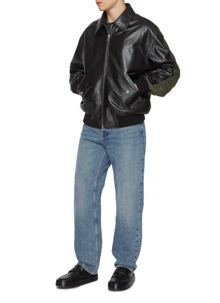 Figure View - Click To Enlarge - LOEWE - Hybrid Cotton Twill Back Leather Jacket