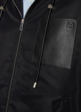  - LOEWE - Leather Anagram Patch Hooded Jacket