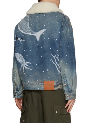 Back View - Click To Enlarge - LOEWE - Detachable Shearling Collar Printed Denim Jacket