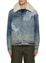 Main View - Click To Enlarge - LOEWE - Detachable Shearling Collar Printed Denim Jacket