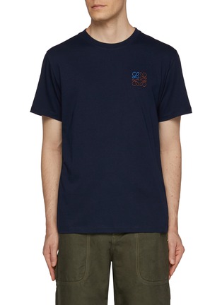 Main View - Click To Enlarge - LOEWE - Embroidered Two-Toned Anagram Cotton T-Shirt