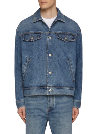 Main View - Click To Enlarge - LOEWE - Leather Patch Pocket Denim Jacket