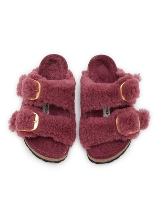 Figure View - Click To Enlarge - BIRKENSTOCK - Arizona Big Buckle Teddy BerryCrush Shearling Sandals