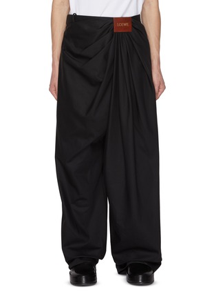 Main View - Click To Enlarge - LOEWE - Logo Patch Draped Front Cotton Silk Pants