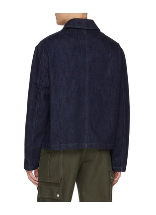 Back View - Click To Enlarge - LOEWE - Dark Wash Leather Anagram Pocket Denim Workwear Jacket