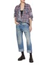 Figure View - Click To Enlarge - R13 - Crossover Layered Waistband Raw Hem Cropped Jeans