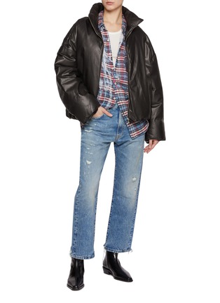 Figure View - Click To Enlarge - R13 - Boyfriend Asymmetrical Half Raw Hem Jeans