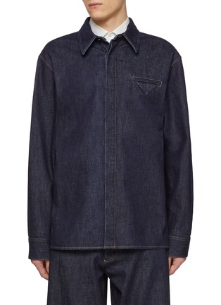 Main View - Click To Enlarge - BOTTEGA VENETA - Dark Wash Pocket Denim Shirt