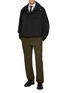 Figure View - Click To Enlarge - BOTTEGA VENETA - Elasticated Front Pleat Cotton Straight Leg Pants