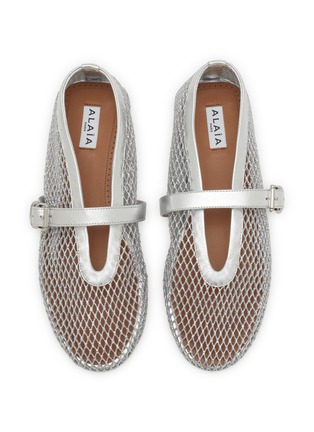 Detail View - Click To Enlarge - ALAÏA - Fishnet Leather Mesh Flats