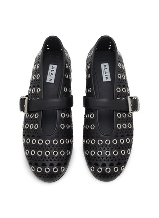 Detail View - Click To Enlarge - ALAÏA - Perforated Leather Ballerina Flats