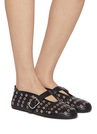 Figure View - Click To Enlarge - ALAÏA - Perforated Leather Ballerina Flats