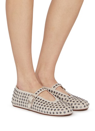 Figure View - Click To Enlarge - ALAÏA - Strass Embellished Suede Flats