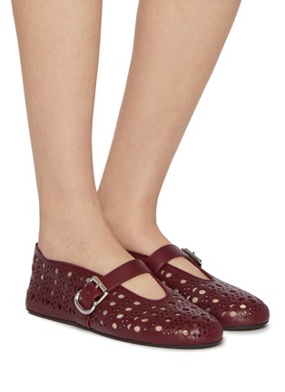 Figure View - Click To Enlarge - ALAÏA - Perforated Leather Ballerina Flats