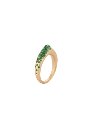 Main View - Click To Enlarge - NADA GHAZAL - The Arch Luck 18K Gold Tsavorite Small Ring — EU 49