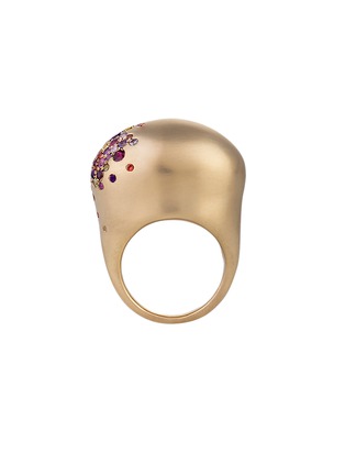 Main View - Click To Enlarge - NADA GHAZAL - My Muse Cocoon Summer Nights Gold Sapphire Oval Ring — Size EU52