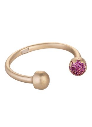 Main View - Click To Enlarge - NADA GHAZAL - My Muse Cocoon Colour Gold Pink Sapphire Round Small Cuff — Size 16cm