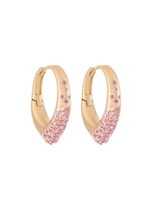 Main View - Click To Enlarge - NADA GHAZAL - The Arch Self Love 18K Gold Sapphire Big Hoop Earrings