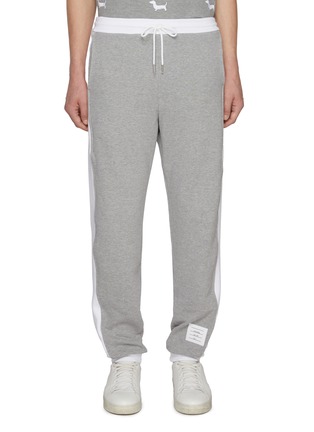 Main View - Click To Enlarge - THOM BROWNE - Four Bar Colour Block Cotton Sweatpants