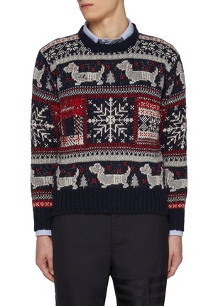 Main View - Click To Enlarge - THOM BROWNE - Donegal Holiday Hector Wool Mohair Sweater