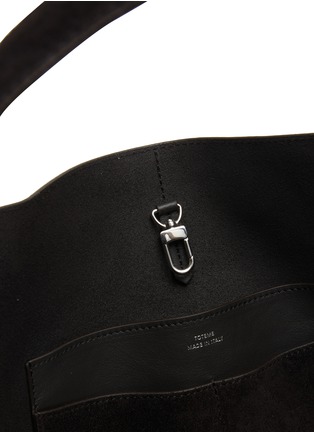 Detail View - Click To Enlarge - TOTEME - Large Belted Suede Bucket Bag