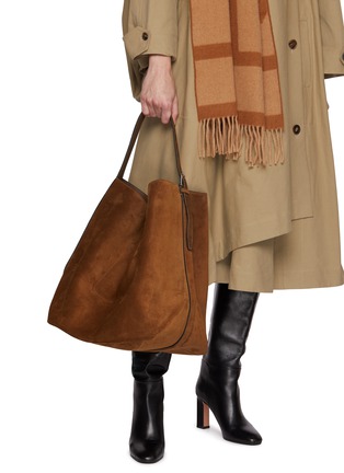 Figure View - Click To Enlarge - TOTEME - Large Belted Suede Bucket Tote Bag