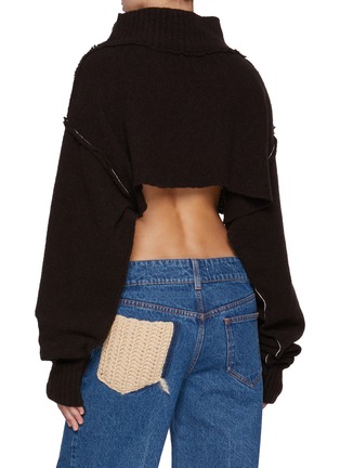 Back View - Click To Enlarge - SONIA CARRASCO - Cropped Snitched Details Cashmere Wool Blend Sweater