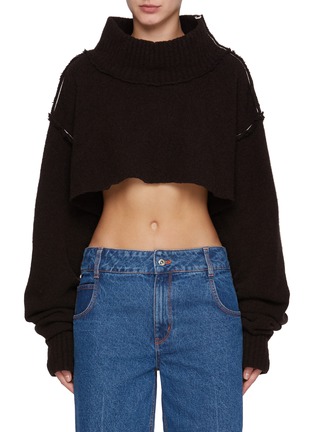 Main View - Click To Enlarge - SONIA CARRASCO - Cropped Snitched Details Cashmere Wool Blend Sweater