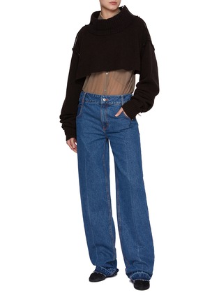 Figure View - Click To Enlarge - SONIA CARRASCO - Cropped Snitched Details Cashmere Wool Blend Sweater