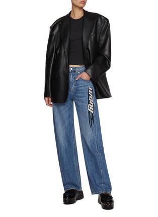 Figure View - Click To Enlarge - ALEXANDERWANG - Embroidered Logo Balloon Medium Wash Jeans