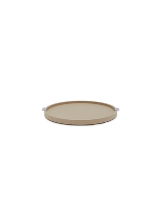 Main View - Click To Enlarge - GIOBAGNARA - Puccini Leather Covered Round Tray — Stone