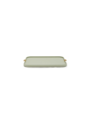 Main View - Click To Enlarge - GIOBAGNARA - Puccini Leather Covered Rectangular Tray — Celadon