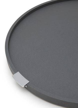 Detail View - Click To Enlarge - GIOBAGNARA - Puccini Leather Covered Round Tray — Graphite