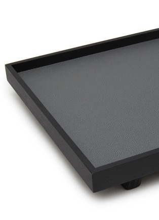 Detail View - Click To Enlarge - GIOBAGNARA - Jeremy Leather Insert Wenge Wood Tray — Graphite