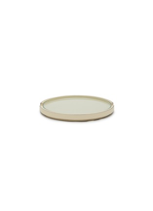 Main View - Click To Enlarge - GIOBAGNARA - Gourmet Leather Covered Round Serving Tray — Ivory