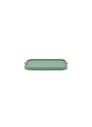 Main View - Click To Enlarge - GIOBAGNARA - Puccini Leather Covered Rectangular Tray — Pistachio